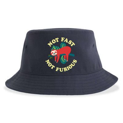 Not Fast Not Furious Cute Sloth Funny Trending Memes Sustainable Bucket Hat