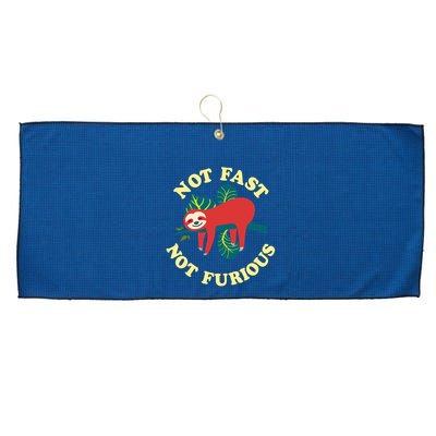Not Fast Not Furious Cute Sloth Funny Trending Memes Large Microfiber Waffle Golf Towel