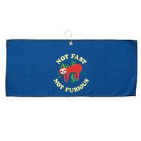 Not Fast Not Furious Cute Sloth Funny Trending Memes Large Microfiber Waffle Golf Towel