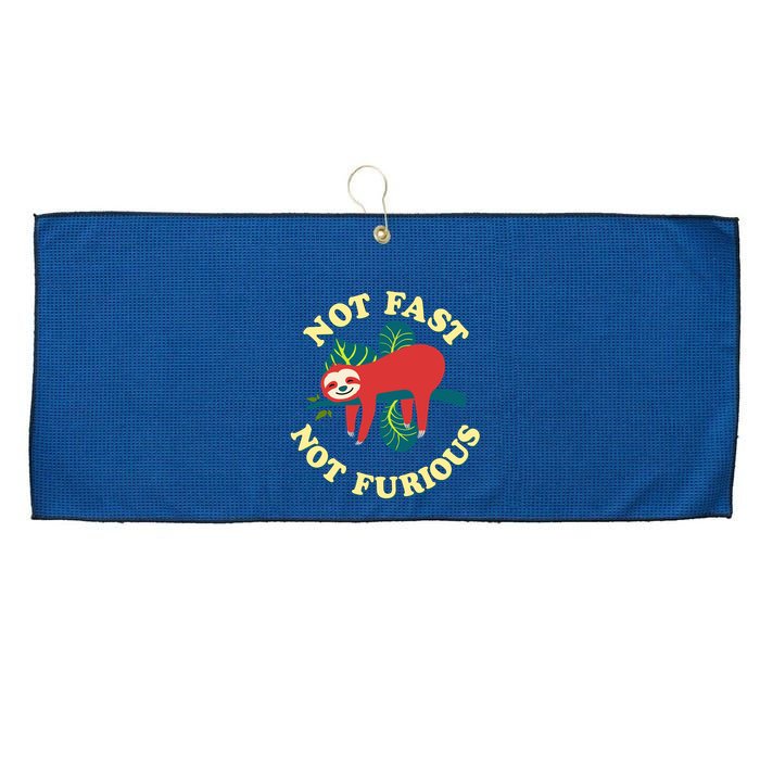 Not Fast Not Furious Cute Sloth Funny Trending Memes Large Microfiber Waffle Golf Towel