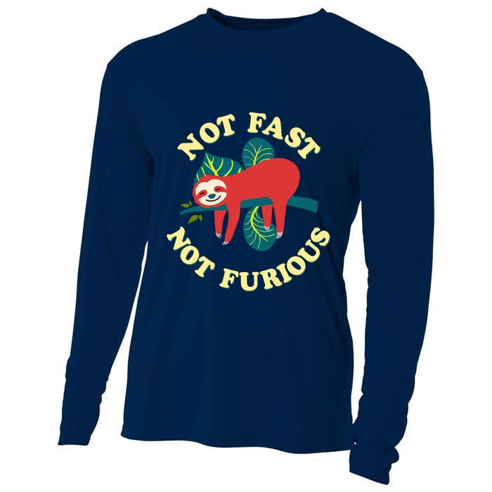 Not Fast Not Furious Cute Sloth Funny Trending Memes Cooling Performance Long Sleeve Crew