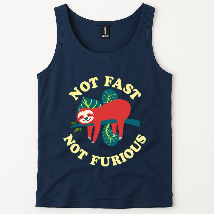 Not Fast Not Furious Cute Sloth Funny Trending Memes Tank Top