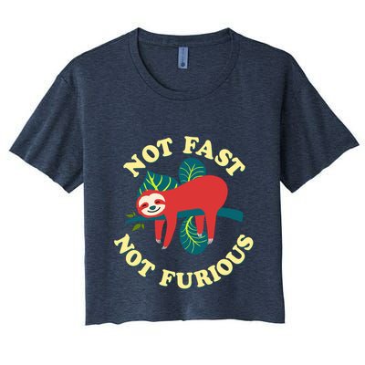Not Fast Not Furious Cute Sloth Funny Trending Memes Crop Top