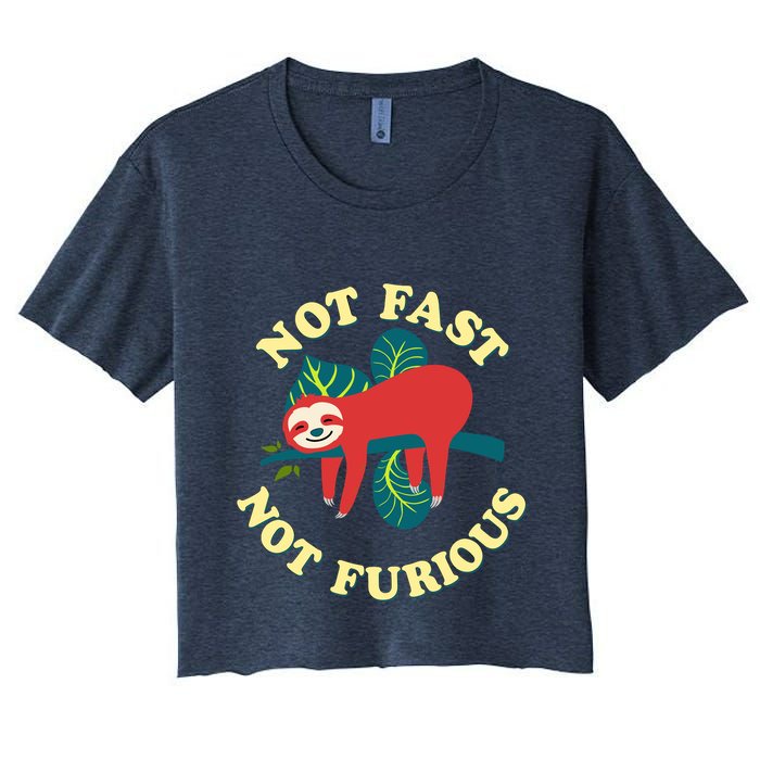 Not Fast Not Furious Cute Sloth Funny Trending Memes Crop Top