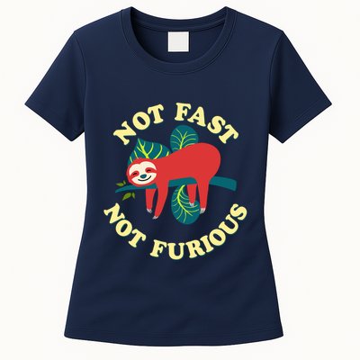Not Fast Not Furious Cute Sloth Funny Trending Memes Womens T-Shirt
