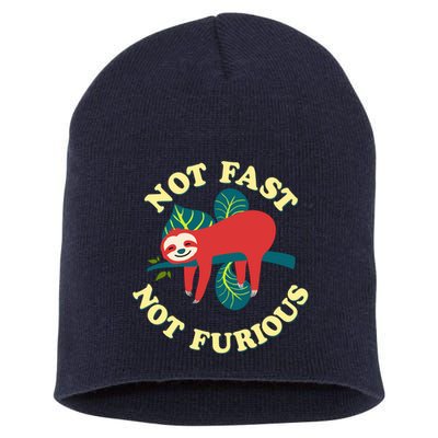 Not Fast Not Furious Cute Sloth Funny Trending Memes Short Acrylic Beanie