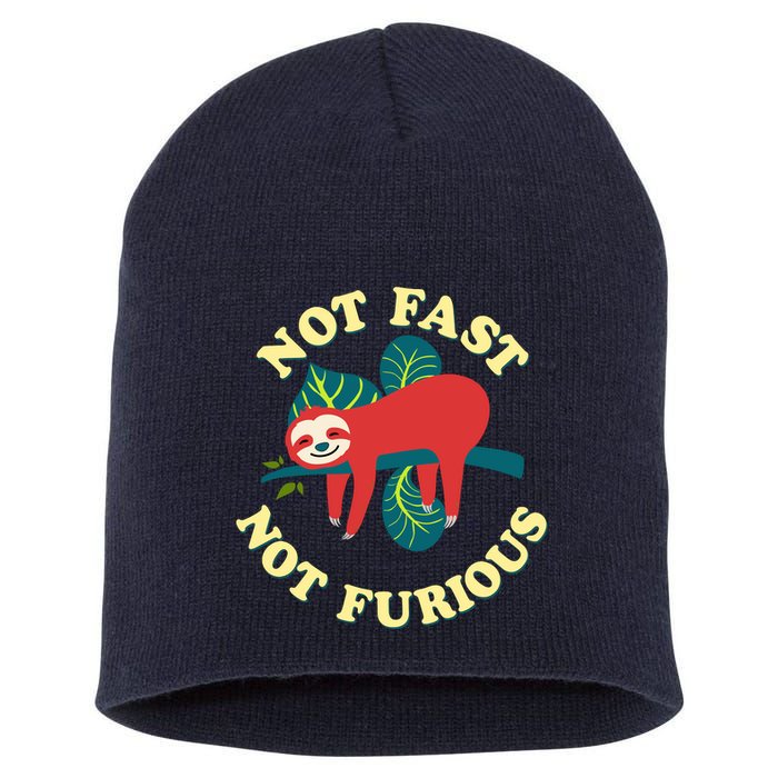 Not Fast Not Furious Cute Sloth Funny Trending Memes Short Acrylic Beanie