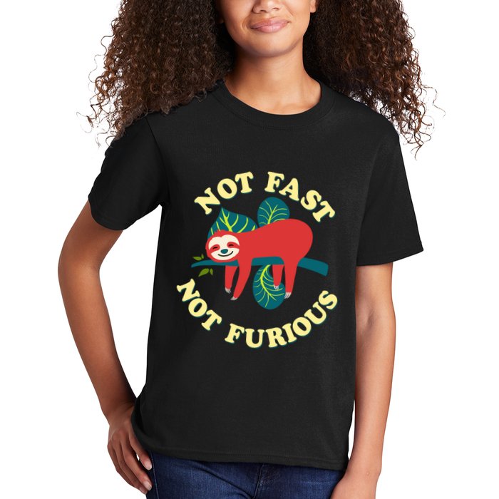 Not Fast Not Furious Cute Sloth Funny Trending Memes Kids T-Shirt