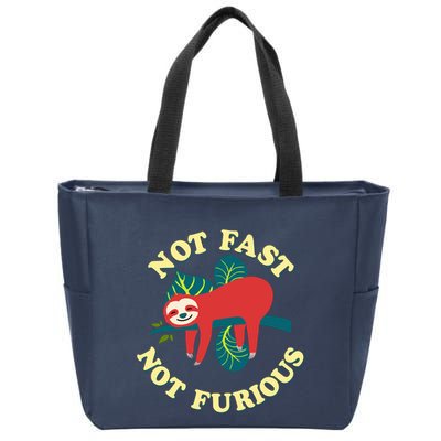 Not Fast Not Furious Cute Sloth Funny Trending Memes Zip Tote Bag