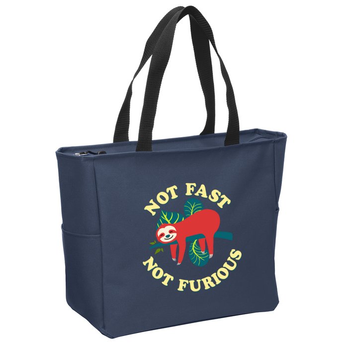 Not Fast Not Furious Cute Sloth Funny Trending Memes Zip Tote Bag