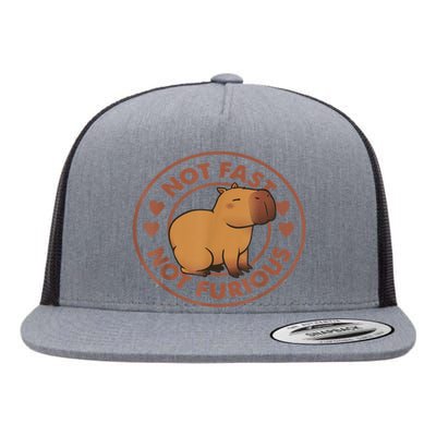 Not Fast Not Furious Capybara Flat Bill Trucker Hat