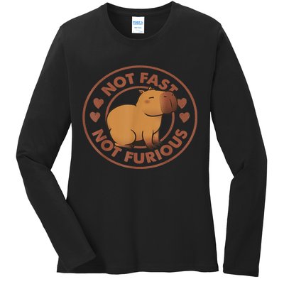 Not Fast Not Furious Capybara Ladies Long Sleeve Shirt