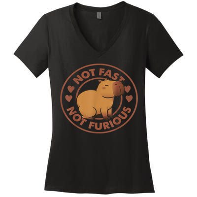 Not Fast Not Furious Capybara Women's V-Neck T-Shirt