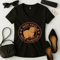 Not Fast Not Furious Capybara Women's V-Neck T-Shirt