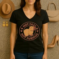 Not Fast Not Furious Capybara Women's V-Neck T-Shirt