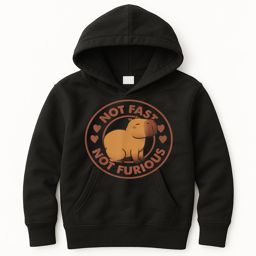 Not Fast Not Furious Capybara Kids Hoodie