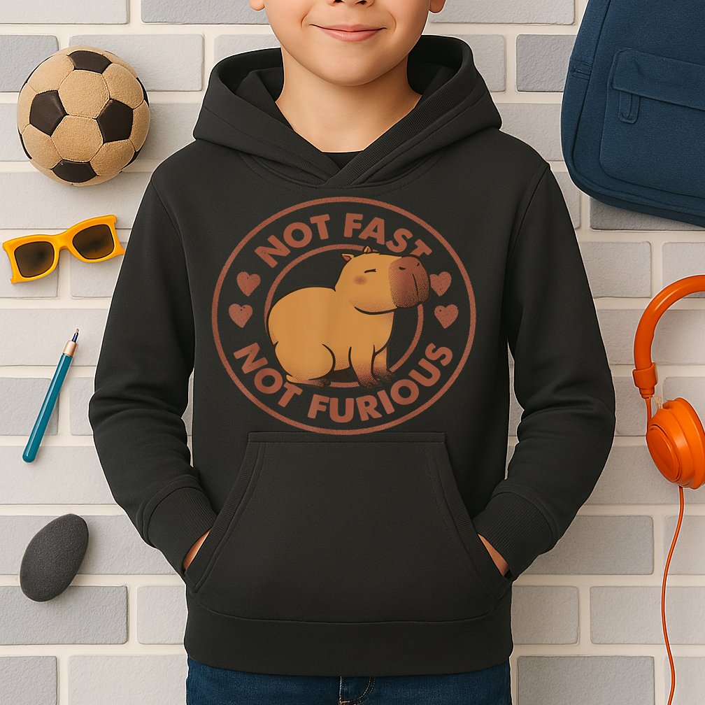 Not Fast Not Furious Capybara Kids Hoodie