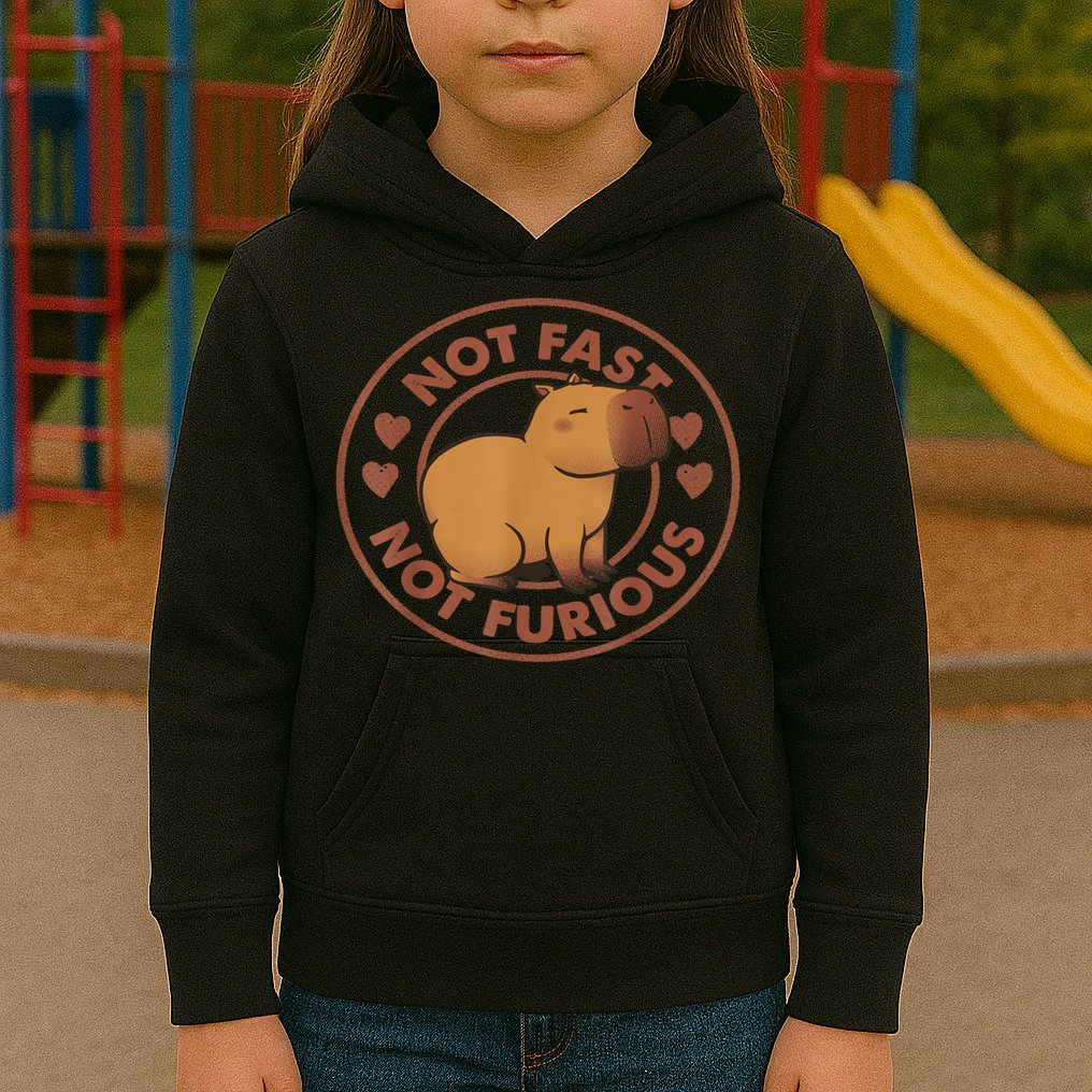 Not Fast Not Furious Capybara Kids Hoodie
