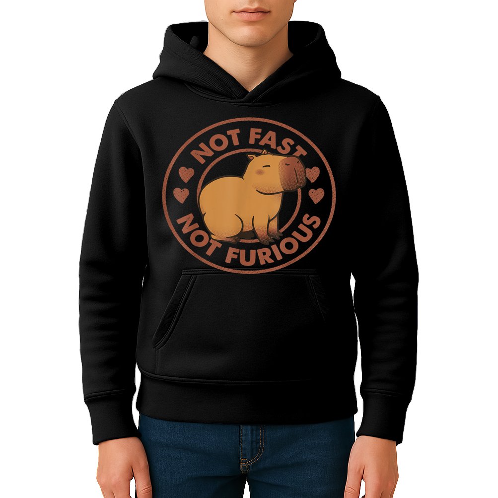 Not Fast Not Furious Capybara Kids Hoodie