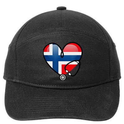 Norway Flag Norwegian Nurse Stethoscope Heart 7-Panel Snapback Hat