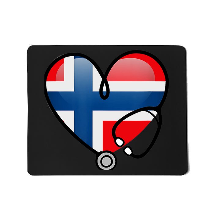 Norway Flag Norwegian Nurse Stethoscope Heart Mousepad