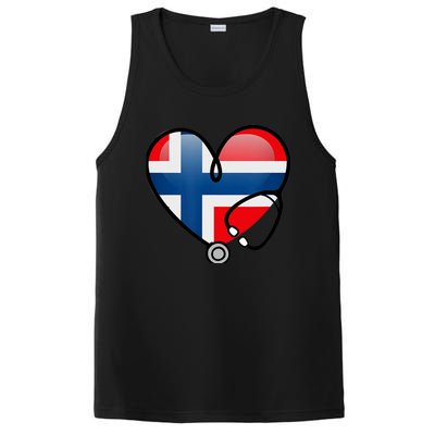 Norway Flag Norwegian Nurse Stethoscope Heart PosiCharge Competitor Tank