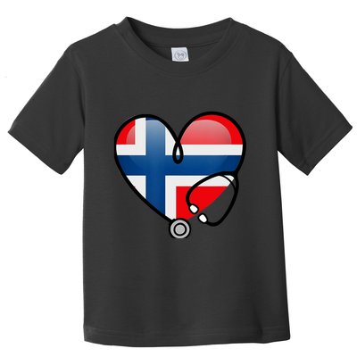 Norway Flag Norwegian Nurse Stethoscope Heart Toddler T-Shirt