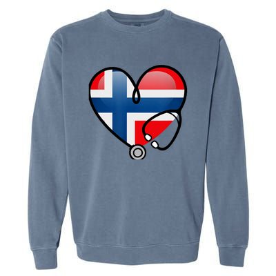 Norway Flag Norwegian Nurse Stethoscope Heart Garment-Dyed Sweatshirt