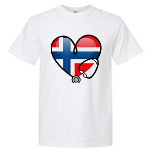 Norway Flag Norwegian Nurse Stethoscope Heart Garment-Dyed Heavyweight T-Shirt