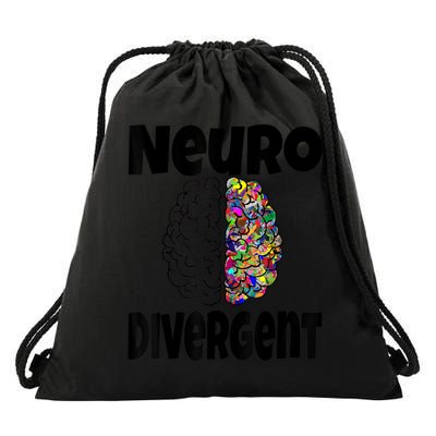 Neurodivergent Funny Neurodiversity Brain Design Autism ADHD Drawstring Bag