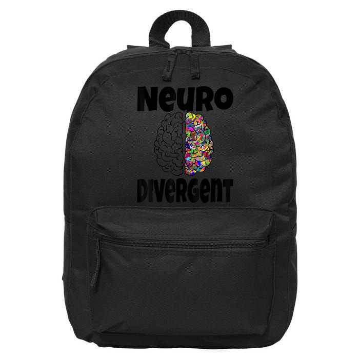 Neurodivergent Funny Neurodiversity Brain Design Autism ADHD 16 in Basic Backpack