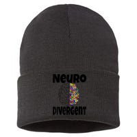 Neurodivergent Funny Neurodiversity Brain Design Autism ADHD Sustainable Knit Beanie