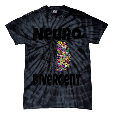 Neurodivergent Funny Neurodiversity Brain Design Autism ADHD Tie-Dye T-Shirt