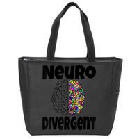 Neurodivergent Funny Neurodiversity Brain Design Autism ADHD Zip Tote Bag