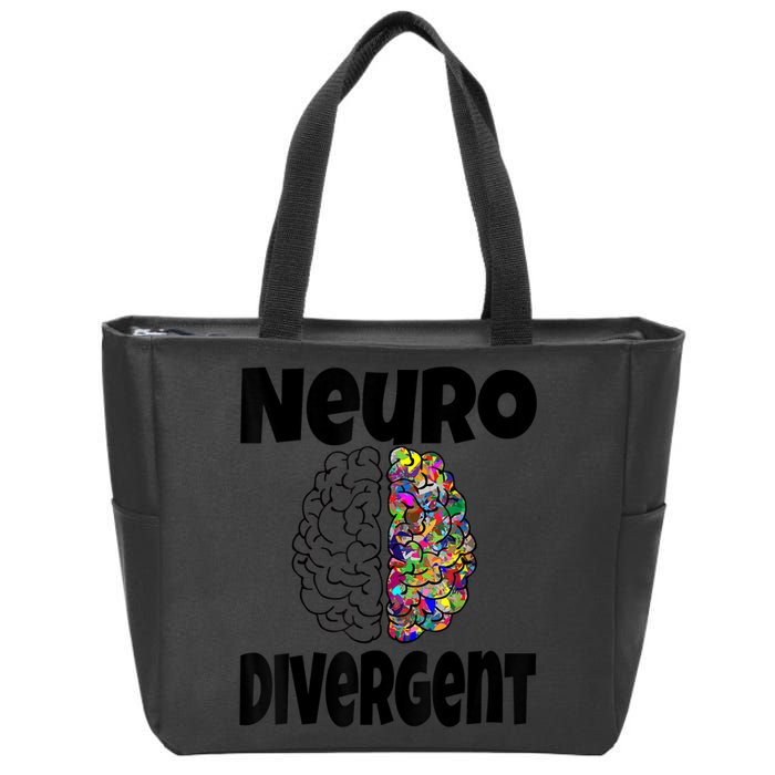 Neurodivergent Funny Neurodiversity Brain Design Autism ADHD Zip Tote Bag