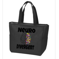 Neurodivergent Funny Neurodiversity Brain Design Autism ADHD Zip Tote Bag