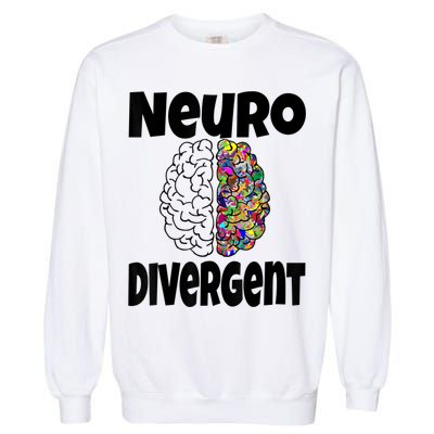 Neurodivergent Funny Neurodiversity Brain Design Autism ADHD Garment-Dyed Sweatshirt