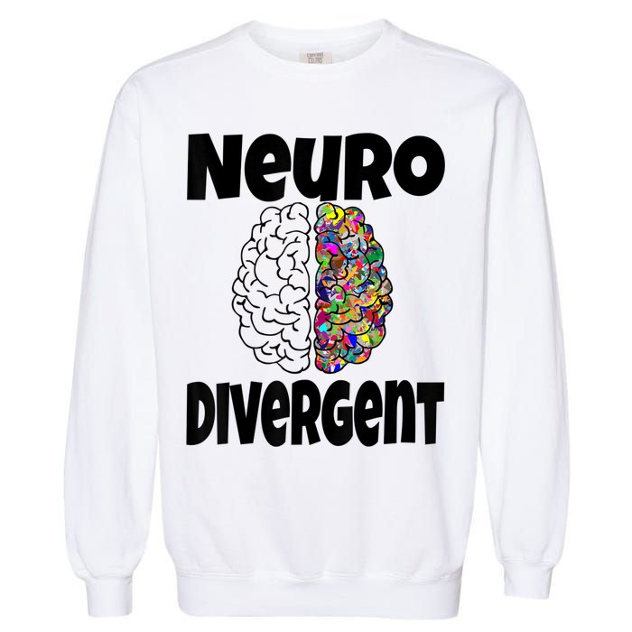 Neurodivergent Funny Neurodiversity Brain Design Autism ADHD Garment-Dyed Sweatshirt