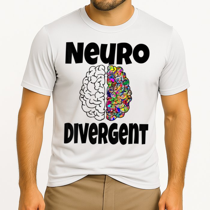 Neurodivergent Funny Neurodiversity Brain Design Autism ADHD Cooling Performance Crew T-Shirt