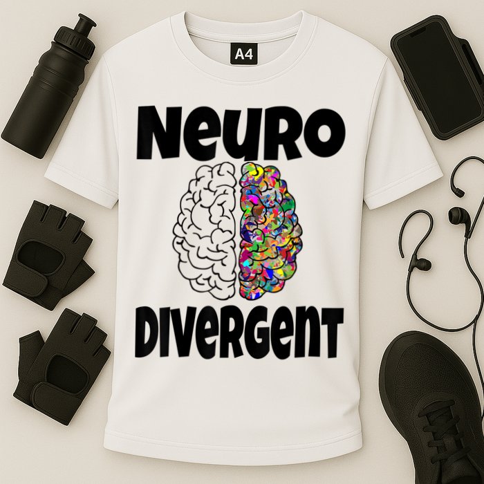 Neurodivergent Funny Neurodiversity Brain Design Autism ADHD Cooling Performance Crew T-Shirt