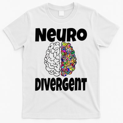 Neurodivergent Funny Neurodiversity Brain Design Autism ADHD T-Shirt