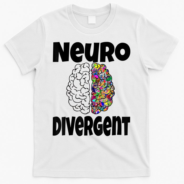 Neurodivergent Funny Neurodiversity Brain Design Autism ADHD T-Shirt