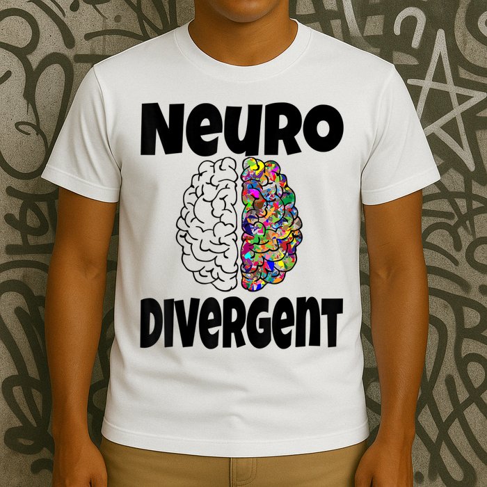 Neurodivergent Funny Neurodiversity Brain Design Autism ADHD T-Shirt