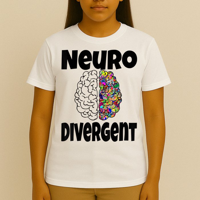 Neurodivergent Funny Neurodiversity Brain Design Autism ADHD T-Shirt