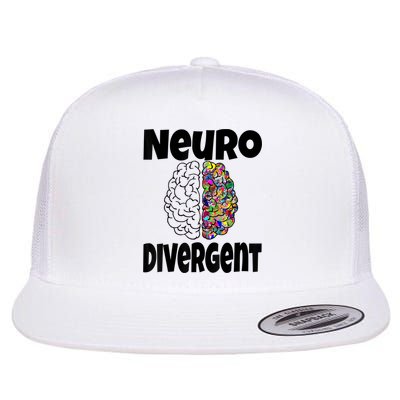 Neurodivergent Funny Neurodiversity Brain Design Autism ADHD Flatbill Hat