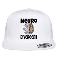 Neurodivergent Funny Neurodiversity Brain Design Autism ADHD Flat Bill Trucker Hat