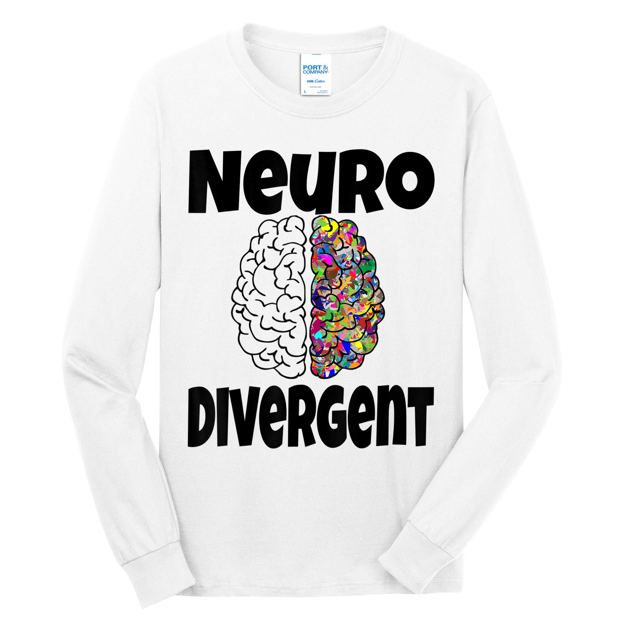 Neurodivergent Funny Neurodiversity Brain Design Autism ADHD Tall Long Sleeve T-Shirt
