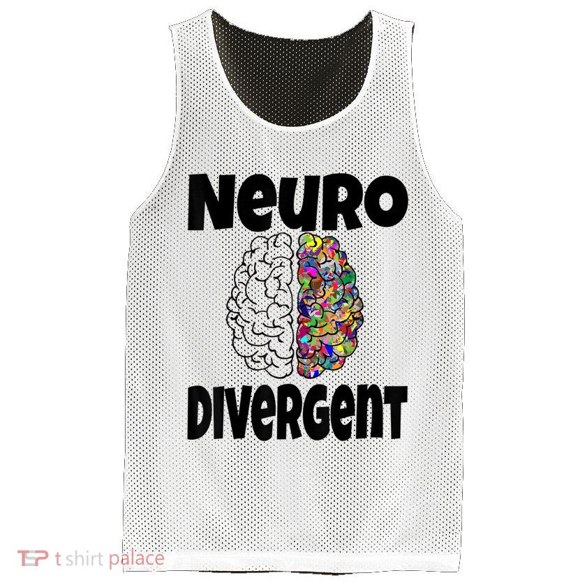 Neurodivergent Funny Neurodiversity Brain Design Autism ADHD Mesh Reversible Basketball Jersey Tank
