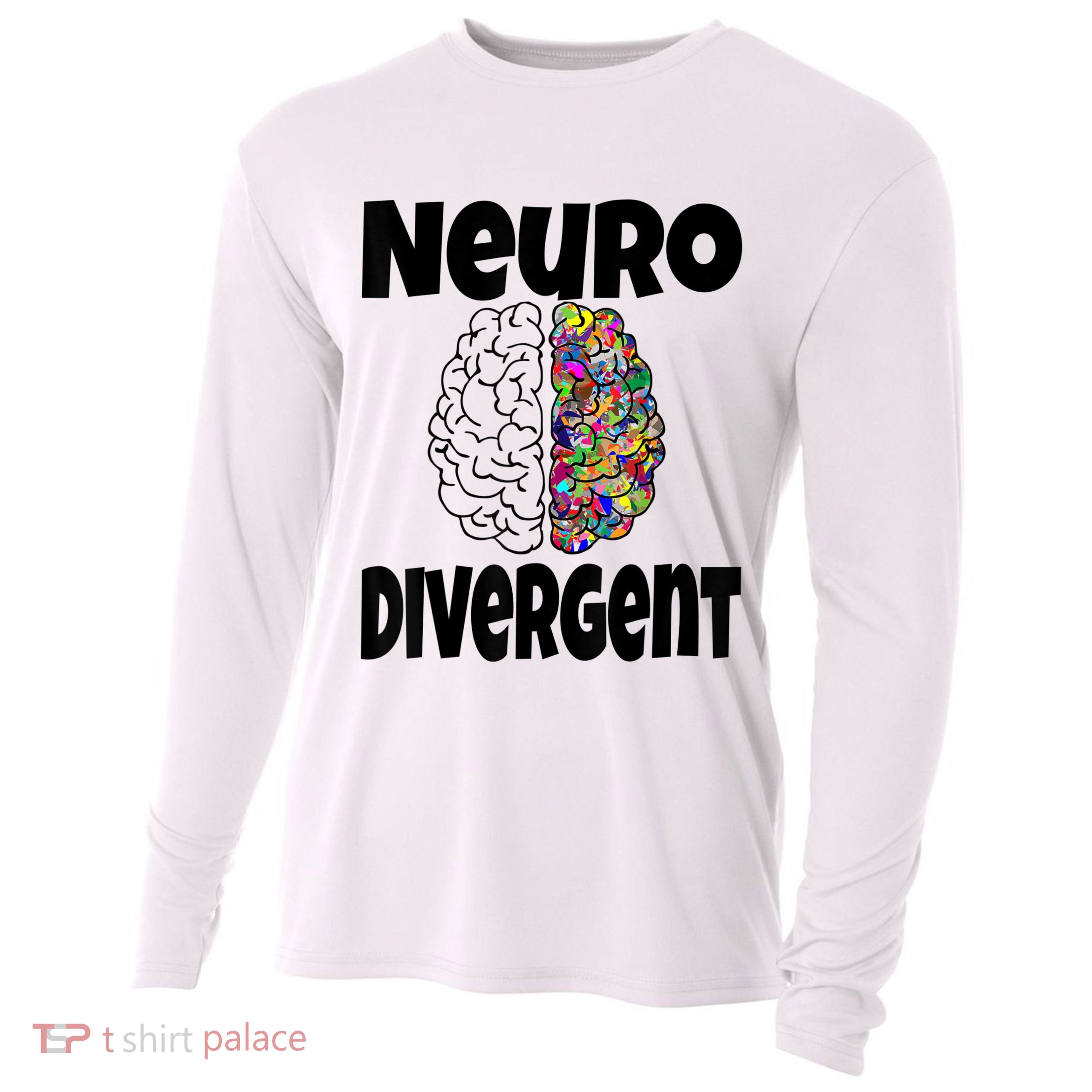 Neurodivergent Funny Neurodiversity Brain Design Autism ADHD Cooling Performance Long Sleeve Crew