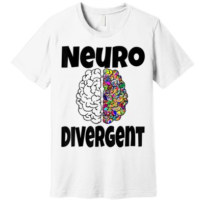 Neurodivergent Funny Neurodiversity Brain Design Autism ADHD Premium T-Shirt